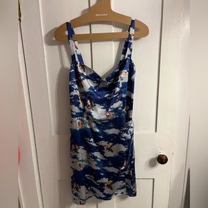 Reformation The Fonda Dress Size 12 Blue Silk